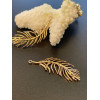 Pendentif Plume 38mm,  Laiton, finition Doré à l'or fin 14K