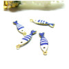 Pendentifs Poissons 18 par 5mm, Résine style émaillé, Acier Inoxydable 304 finition Doré, PVD