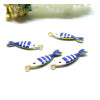 Pendentifs Poissons 18 par 5mm, Résine style émaillé, Acier Inoxydable 304 finition Doré, PVD