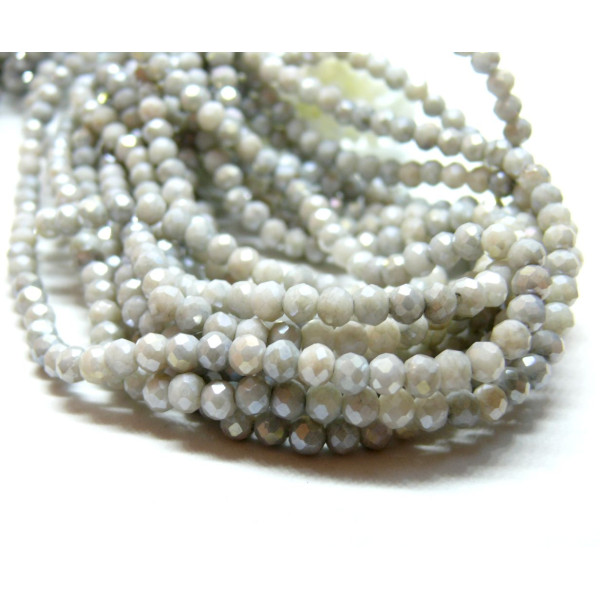 Perles Rondelles 4 par 3mm, Verre Facettée coloris Pastel