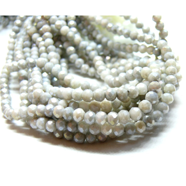 Perles Rondelles 4 par 3mm, Verre Facettée coloris Pastel