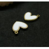 Pendentifs, breloques émaillées, Coeur Blanc 11mm,  Acier Inoxydable 304 Doré