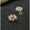 Pendentifs forme Fleur avec perles en verre Rose Pale,  Acier Inoxydable 304 finition Doré