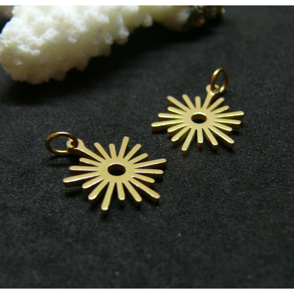 Pendentif Soleil avec anneau 14 mm Doré, Acier Inoxydable 304 pour bijoux raffinés