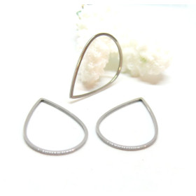 Pendentifs, Connecteur Goutte 26mm, Acier Inoxydable 304 finition Argenté