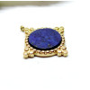 Pendentif Boho Chic, trou transversale , Lapis Lazuli 22mm, Acier Inoxydable 304 finition Doré, PVD