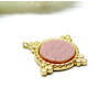 Pendentif Boho Chic, trou transversale , Rhodonite 22mm, Acier Inoxydable 304 finition Doré, PVD