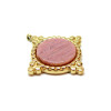 Pendentif Boho Chic, trou transversale , Rhodonite 22mm, Acier Inoxydable 304 finition Doré, PVD