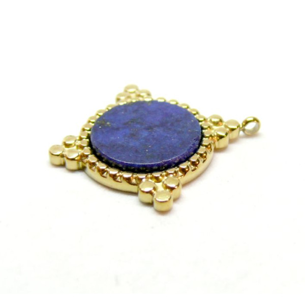 BU11240426170346327 – Lot de 1 Pendentif Boho Chic Lapis Lazuli 22mm – Acier Inoxydable 304 Doré PVD