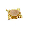 Pendentif Boho Chic, trou transversale , Rhodonite 22mm, Acier Inoxydable 304 finition Doré, PVD
