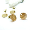 Boucles d'oreilles, Puces Travaillées 10mm avec trou et embouts poussoirs, Acier Inoxydable 304, finition DORE