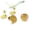 Boucles d'oreilles, Puces Travaillées 12mm avec trou et embouts poussoirs, Acier Inoxydable 304, finition DORE
