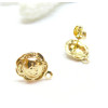 Boucles d'oreilles, Puces forme ROSE 10m avec anneau d'attache et embouts poussoirs, Acier Inoxydable 304, finition DORE
