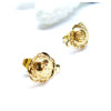 Boucles d'oreilles, Puces forme ROSE 10m avec anneau d'attache et embouts poussoirs, Acier Inoxydable 304, finition DORE