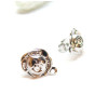 Boucles d'oreilles, Puces forme ROSE 10m avec anneau d'attache et embouts poussoirs, Acier Inoxydable 304, finition ARGENT