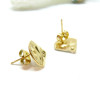 Boucles d'oreilles, Puces Eventail martelé 12mm, Acier Inoxydable 304, finition Doré, avec embouts poussoirs