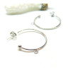 Boucles d'oreilles, Puces Créoles 25mm avec anneau d'attache, embouts poussoirs, Acier Inoxydable 304, finition ARGENT