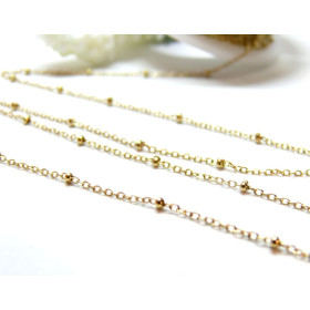 Chaine maille fine avec bille 2 par 1mm, Acier Inoxydable 304, finition Doré, Placage IONIQUE