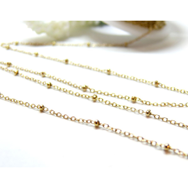 Chaine maille fine avec bille 2 par 1mm, Acier Inoxydable 304, finition Doré, Placage IONIQUE