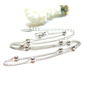 Colliers 40mm maille avec bille 3mm, Acier Inoxydable 304 finition Argenté