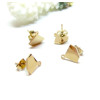Boucles d' oreille, Puce forme Diamant 10.5 mm avec attache , Acier Inoxydable 304  Doré, IONIQUE