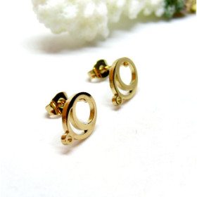 Boucles d' oreille, Puce forme Géométrique 12 mm avec attache et embouts, Acier Inoxydable 304 finition Doré, placage IONIQUE