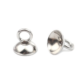 Embouts à coller cloche 8mm, Acier Inoxydable 304 finition Argenté