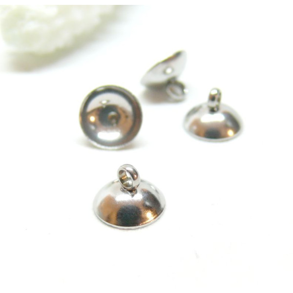 Embouts à coller cloche 8mm, Acier Inoxydable 304 finition Argenté