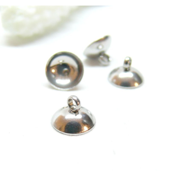 Embouts à coller cloche 8mm, Acier Inoxydable 304 finition Argenté