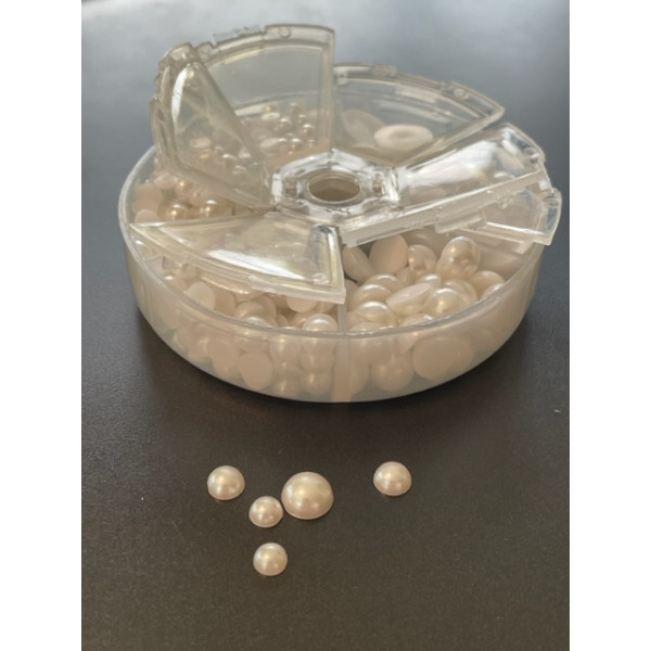 Cabochons demi perle nacré fond plat Blanc Nail Art 4 à 12mm