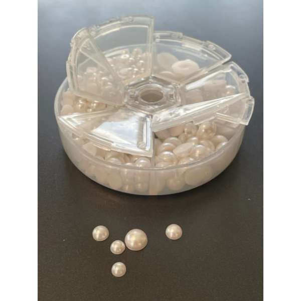 Cabochons, demi perle nacré fond plat, Blanc Nail Art 4 à 12mm