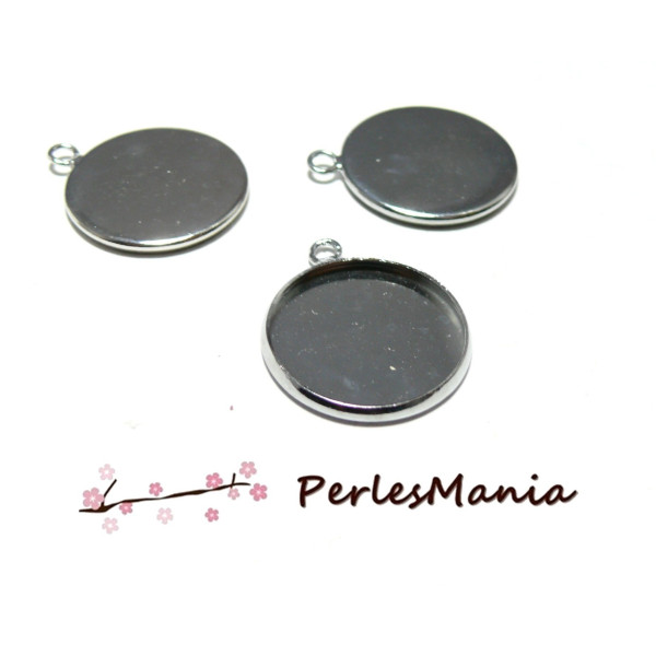 S11100268 – Lot de 10 ou 20 Supports de Pendentif 12mm – Acier Inoxydable 304 Argent Platine