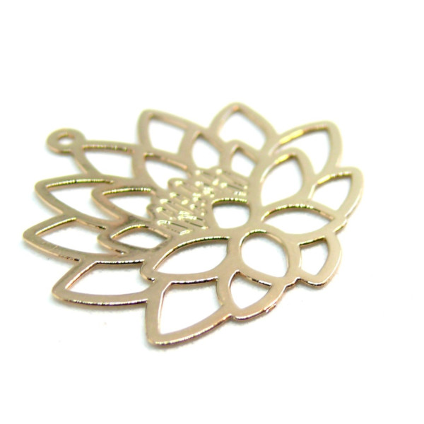 Estampes, pendentif filigrane Fleur de Lotus Yoga 25mm, couleur Doré