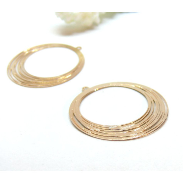 Pendentifs filigrane, Cercle 30 mm coloris Doré