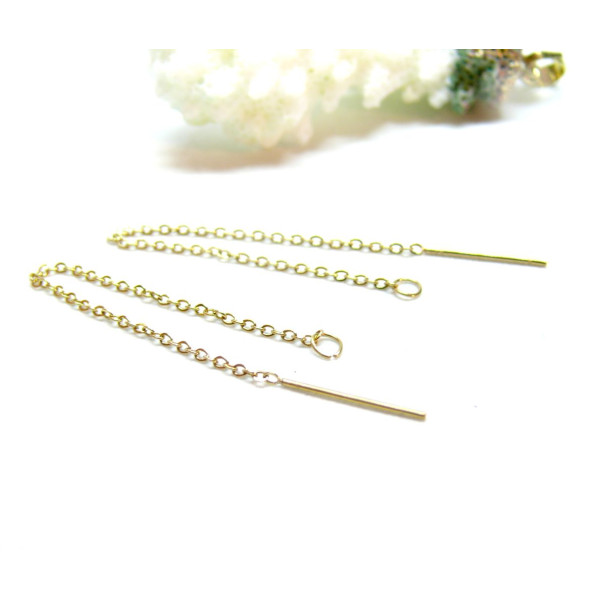 Chaines pour boucle d'oreille 8 cm, Acier Inoxydable 304, finition Doré à l'or fin 18K