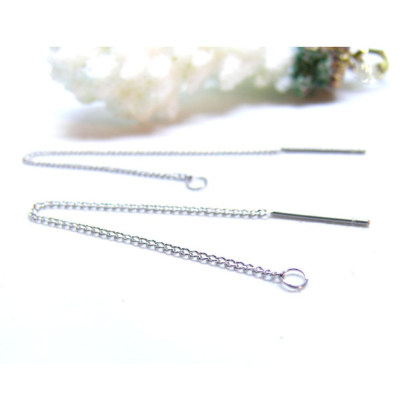 Chaines pour boucle d'oreille 8 cm, Acier Inoxydable 304, finition Argenté