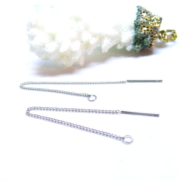 Chaines pour boucle d'oreille 8 cm, Acier Inoxydable 304, finition Argenté