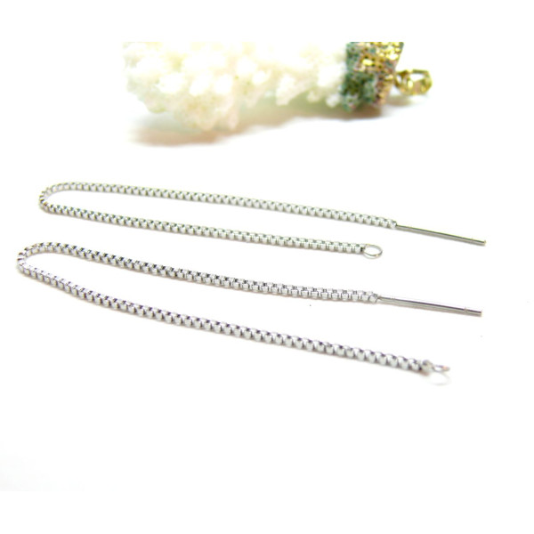 Chaines pour boucle d'oreille 13 cm  Maille Vénitienne en Acier Inoxydable 304 finition Argenté