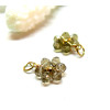 Pendentifs forme Fleur avec perles en verre Grise,  Acier Inoxydable 304 finition Doré