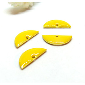 Sequins Médaillons Demi Cercle 18x8mm Résine Style Émaillé Jaune Canari