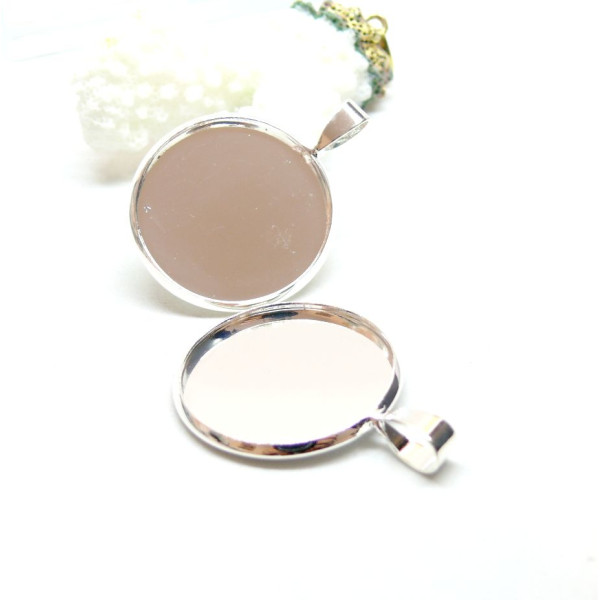 Supports de pendentif 25mm, attache triangle, finition Argent Vif