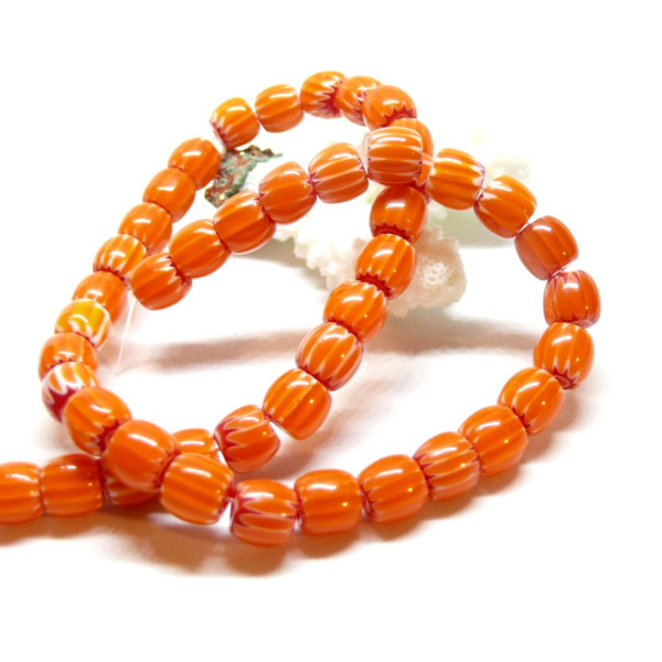 Perles Rondelles Verre 8mm, Verre Millefiori fait Main