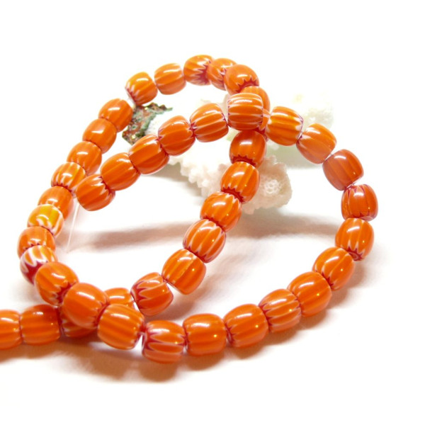 Perles Rondelles Verre 8mm, Verre Millefiori fait Main