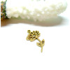 Pendentif Fleur sur tige 20 mm, symbole mois de Juillet, Acier Inoxydable 304 finition Doré