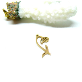 Pendentif Fleur sur tige 20 mm, symbole mois de Janvier, Acier Inoxydable 304 finition Doré