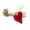 Pendentif Cœur Rouge 3D 28mm, Laiton avec résine émaillé, finition Doré à l'or fin 18K