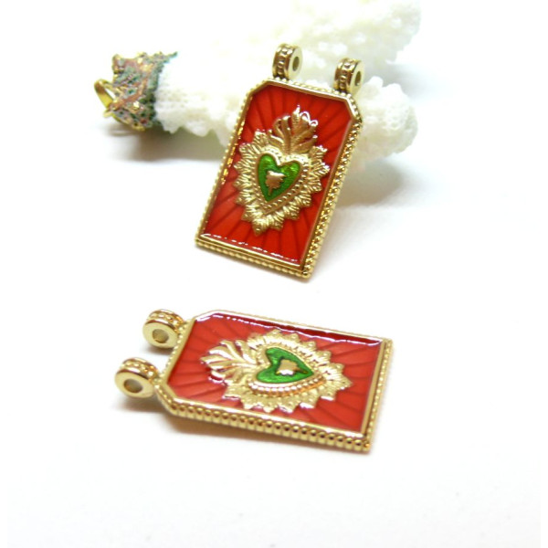 Pendentif Boho chic Coeur Ex Voto 21mm, Acier Inoxydable 304 Doré à l'or fin 14K PVD