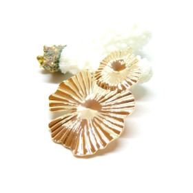 Pendentif Double fleur de LOTUS, laiton finition Doré  à l'or fin 18K