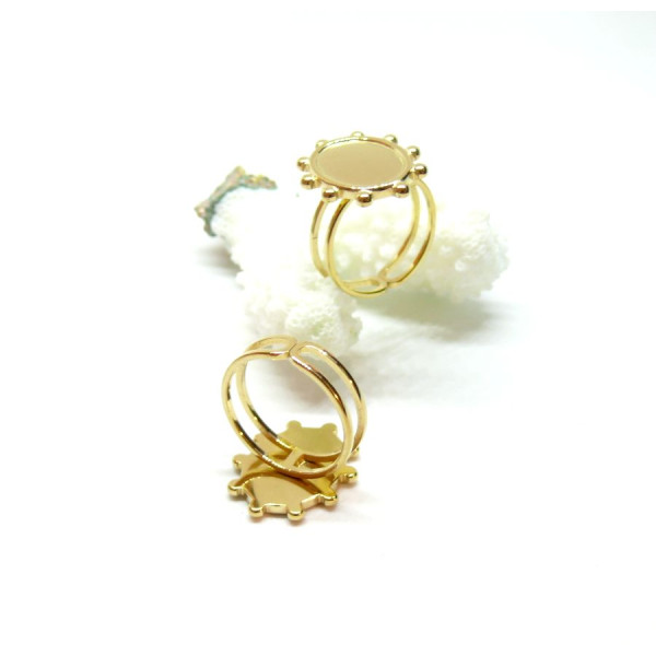 Support de Bague Ovale ARTY 10 par 14mm, anneau double, Acier Inoxydable 304 finition Doré, placage PVD