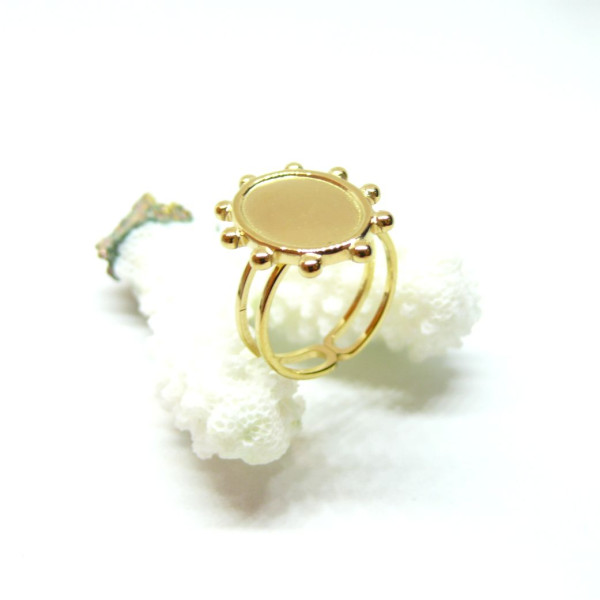 Support de Bague Ovale ARTY 10 par 14mm, anneau double, Acier Inoxydable 304 finition Doré, placage PVD